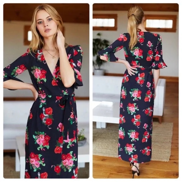 Emerson Fry Dresses & Skirts - Emerson Fry Floral Maxi Dress - Navy and Red
